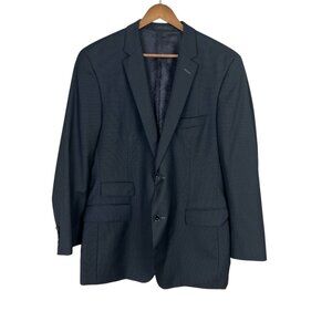 Hugo Boss Sport Coat Blazer Jacket Mens 42R Two Button Black Gray Super 100 Wool